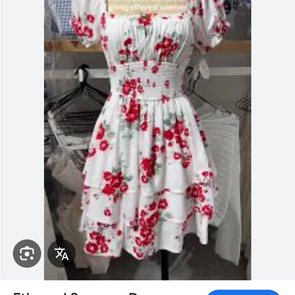 Hollister White and Red Floral Dress